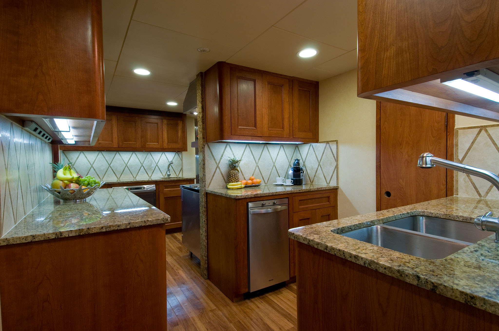 Galley aboard 151-foot superyacht Elle